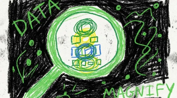 Crayon drawing of a magnifying glass